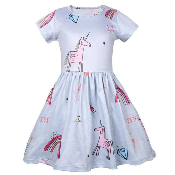 Blue Grey Unicorn Dress