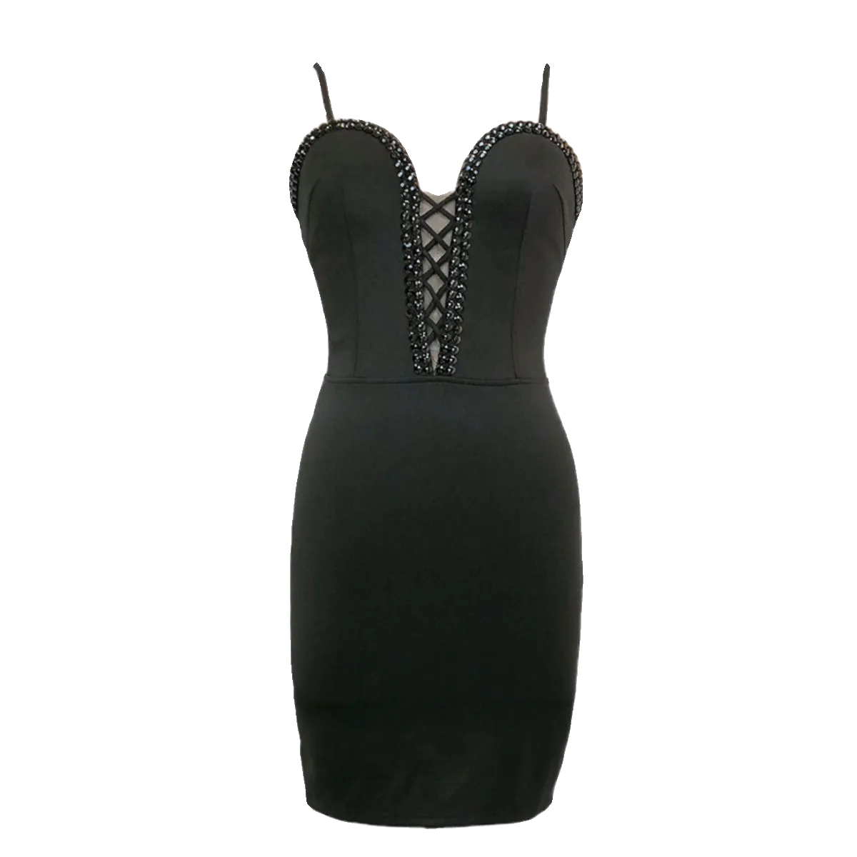 DOLLY Elegant Retro Black V-Neck Sleeveless High Waist Ribbon Cocktail Dress-BAMBI (V)