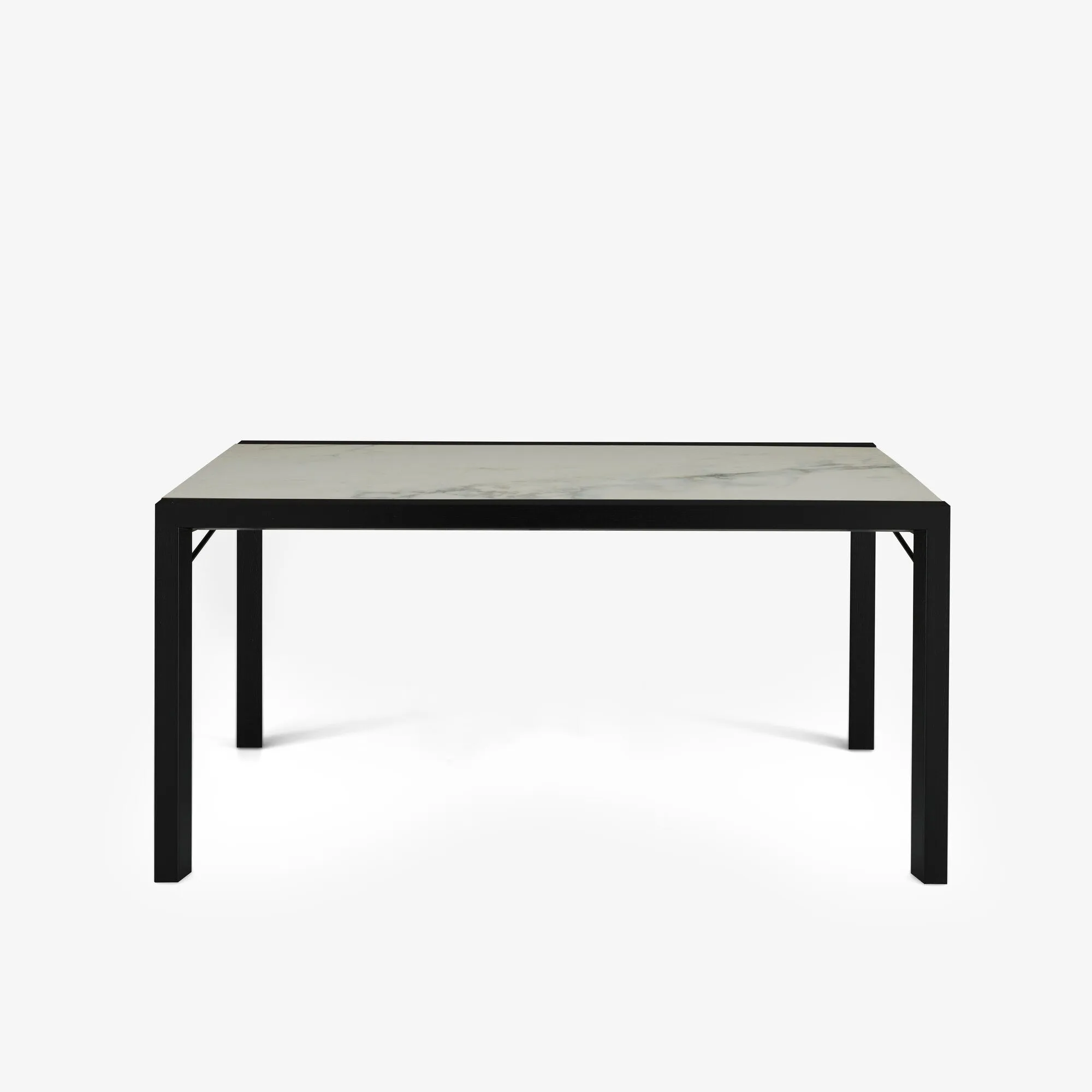 Extensia Dining Table Top In White Marble-Effect Ceramic Stoneware Base In Black Stained Ash