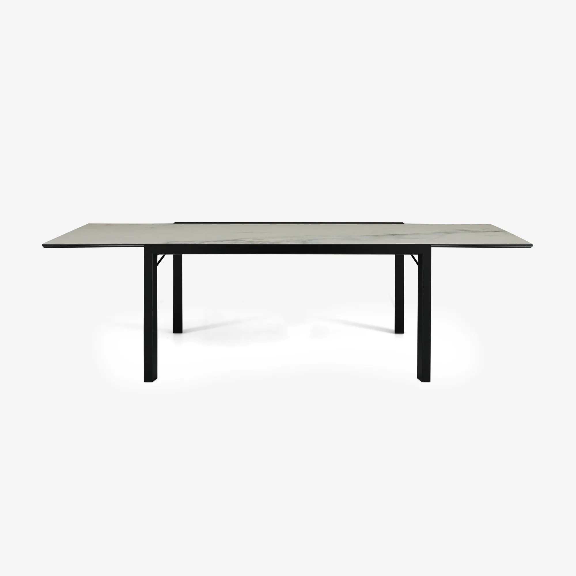 Extensia Dining Table Top In White Marble-Effect Ceramic Stoneware Base In Black Stained Ash