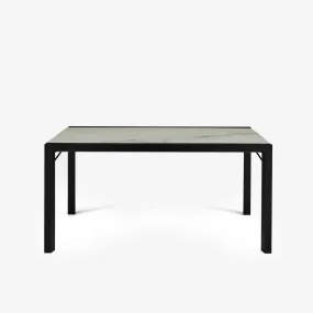 Extensia Dining Table Top In White Marble-Effect Ceramic Stoneware Base In Black Stained Ash
