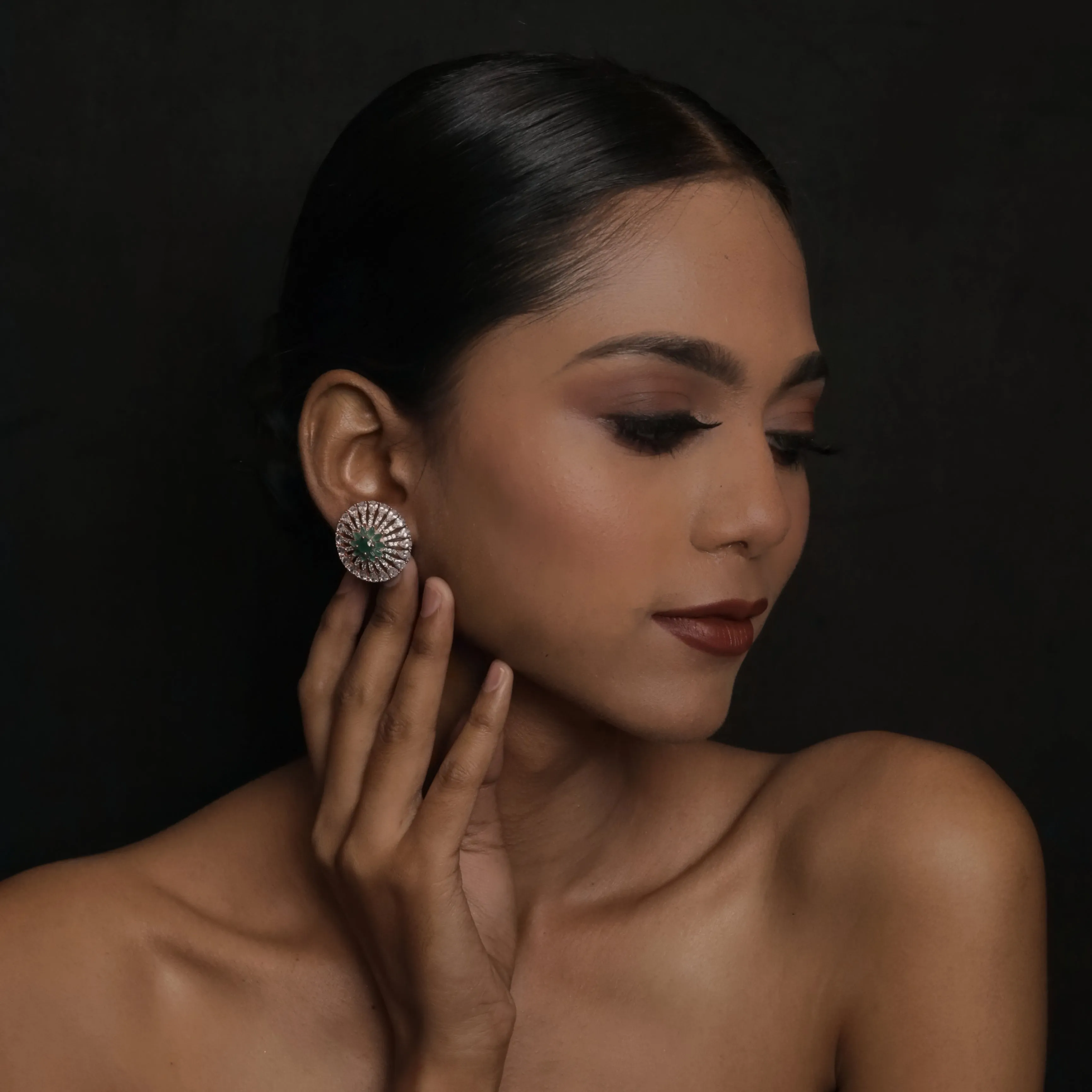 Green Zircon/AD Earring 14116-1207