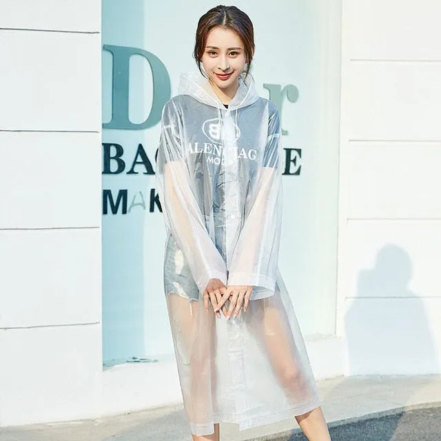 Half Transparent EVA Raincoat Jacket For