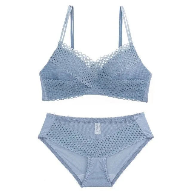 Hollow Lace Bra Set
