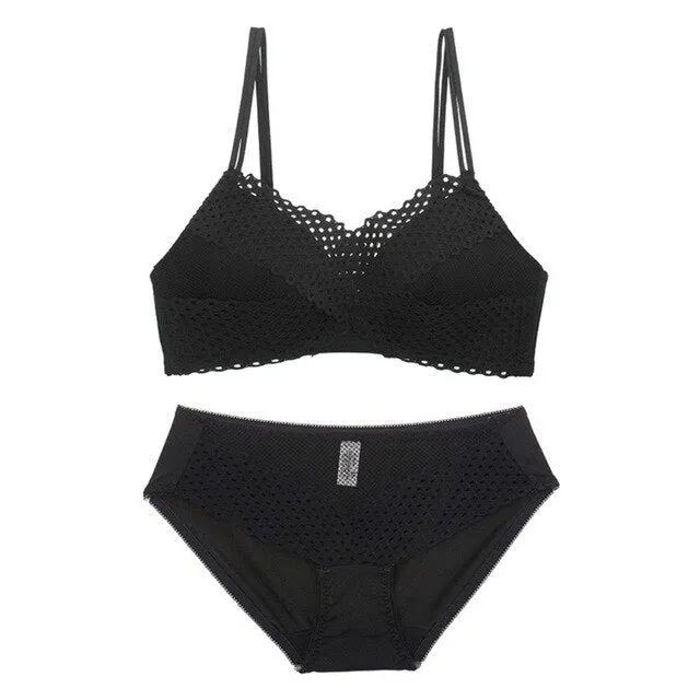 Hollow Lace Bra Set