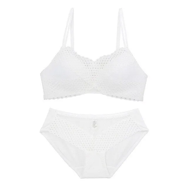 Hollow Lace Bra Set