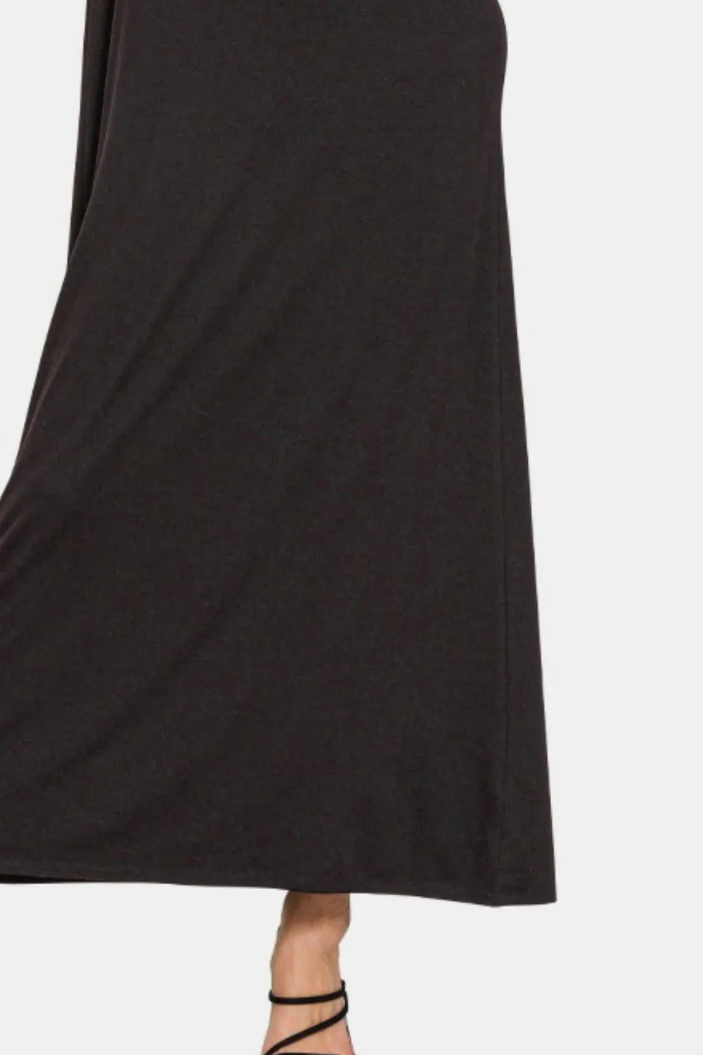 Scoop Neck Wide Strap Tank Dress in Black