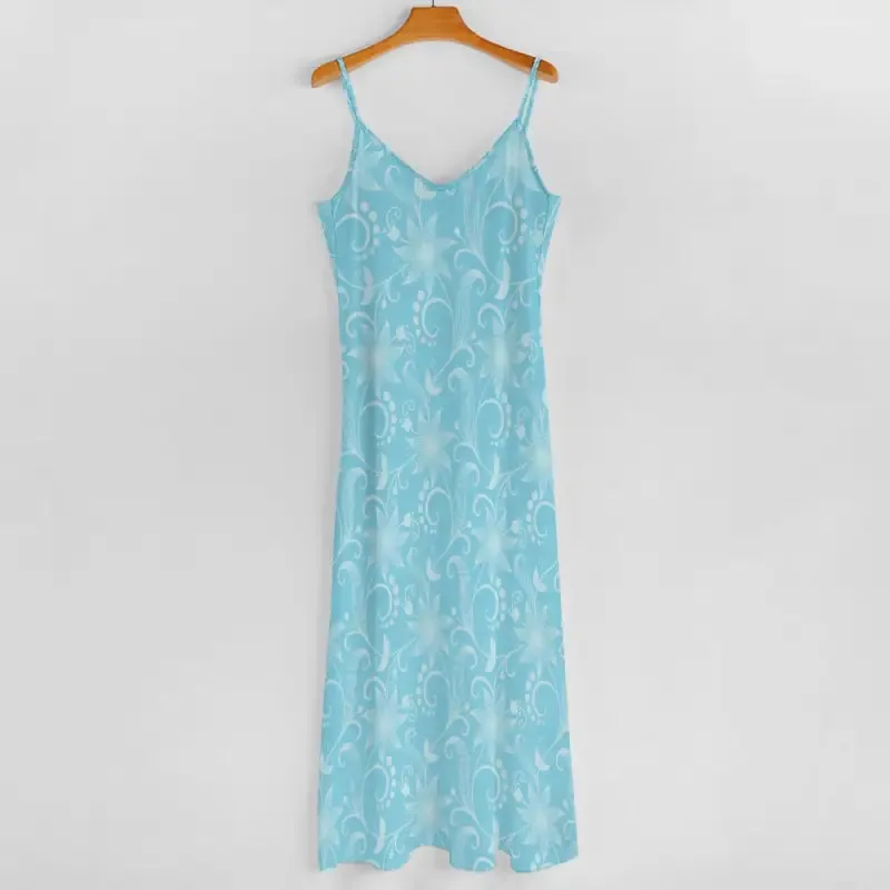 Spring Breeze Vibes with This Blue Boho Floral Sleeveless Maxi Dress