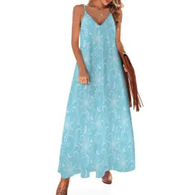 Spring Breeze Vibes with This Blue Boho Floral Sleeveless Maxi Dress