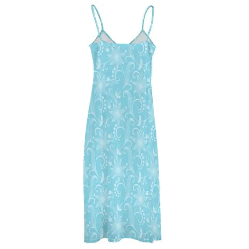 Spring Breeze Vibes with This Blue Boho Floral Sleeveless Maxi Dress