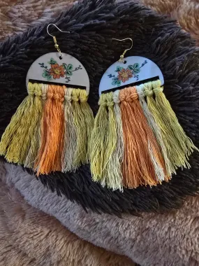 Sun Whisper – Wooden & Macramé Earrings
