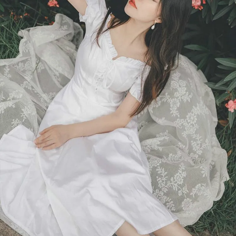 Sweet Puff Sleeve Fairy Dress