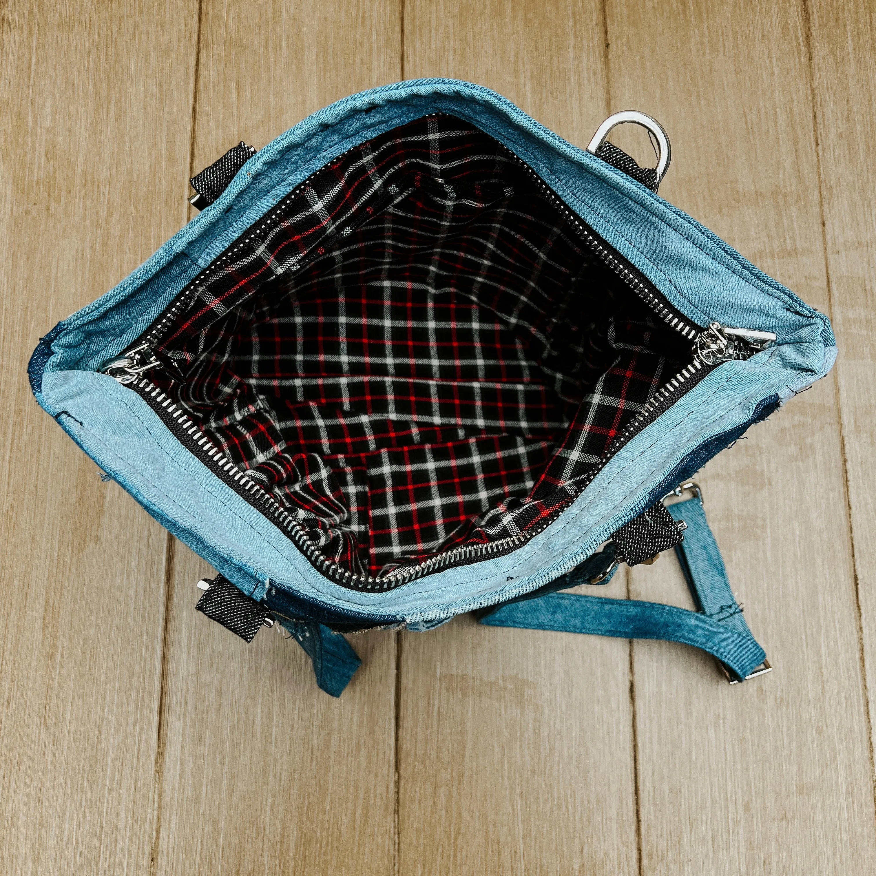 Upcycled Denim Bag Crossbody Denim Tote Bag Convertible Bag Backpack